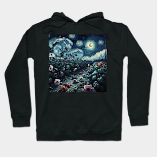 Enchanted Flower Garden Night: Hibiscus Starry Floral Hoodie